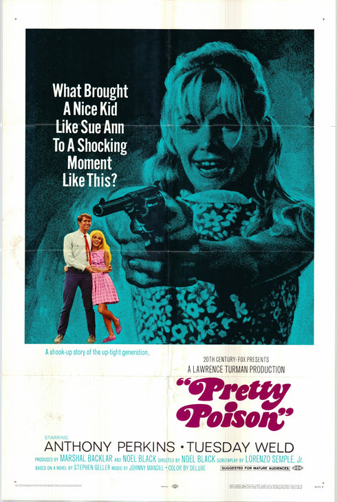 pretty poison 1968 style b one sheet poster folded